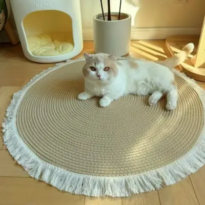 İskandinav Örgü Kedi Tırmalama Matı, Dayanıklı, Pamuk İpli