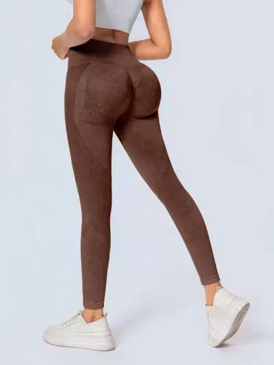 Nahtlose Yoga-Leggings, schnelltrocknend, Push-up, Buchstabendruck