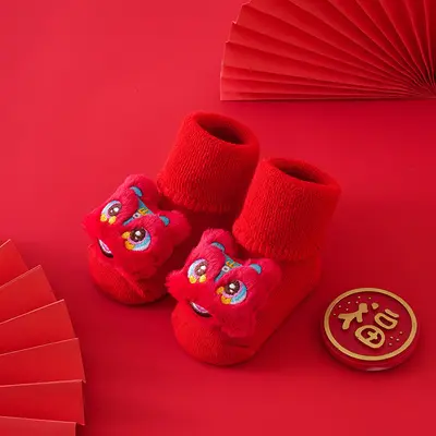 Newborn Thick Terry Socks, Non-Slip, New Year Design