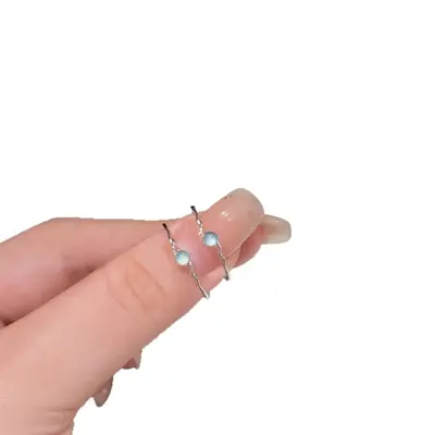 S925 Sterlingsilber blauer Jade-Ring, verstellbar, einfaches Design