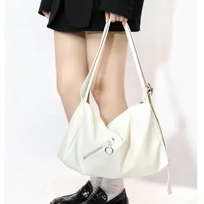 Y2K Soft Leather Textured Tote Bag, Crossbody Shoulder Bag, Large Capacity - 8