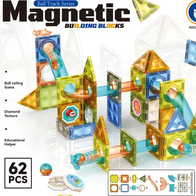Bunte Magnet-Bausteine für Fenster, pädagogisches Puzzle für Kinder - 13