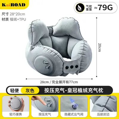 Press-type inflatable U-shape neck pillow, portable - 9