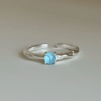 S925 pure silver women's ring open adjustable minimalist - 7