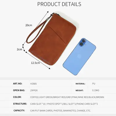 RFID korumalı pasaport cüzdanı, çok bölmeli seyahat çantası - 3