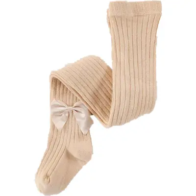 Girls' Pantyhose with Large Bow, Spring and Autumn