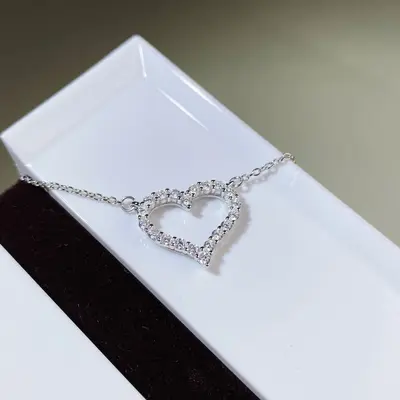 S925 Silber Herz-Diamant-Halskette - 3
