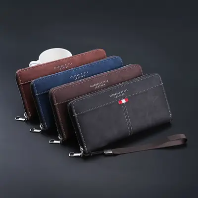 Men's Long Zip Wallet with Large Phone Compartment