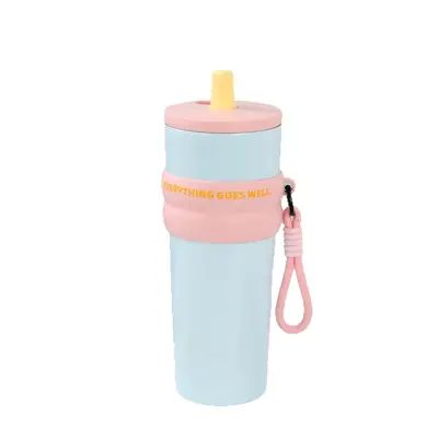 Taşıma Askılı Pipetli Termos Bardak 316 Paslanmaz Çelik Büyük Hacim 500ml - 6