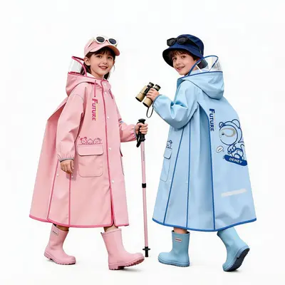 Kinder-Regenjacke, 6-12 Jahre, mit Rucksackfach, Schule