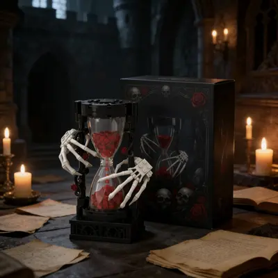 Building Block Skull and Rose Decoration Model, Gothic Style Gift