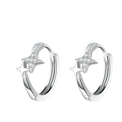 S999 Silber Stern-Ohrringe mit Zirkonia, elegant