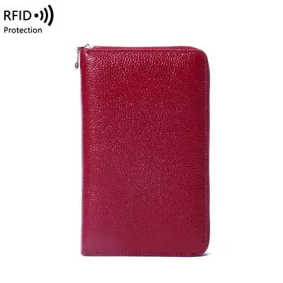 Hakiki deri çok kartlı RFID uzun cüzdan - 9