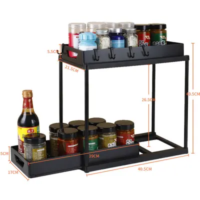 H-Type Double-Layer Drawer Storage Rack for Kitchen and Bathroom - 8