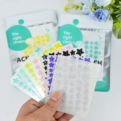 ACNE Цветные патчи от прыщей в форме звезды, гидроколлоидные, совместимые с макияжем, маскирующие пятиконечные патчи от прыщей, впитывающие гной наклейки от акне, хит продаж - 4