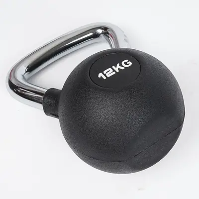 Black Rubber-Coated Kettlebell, 4/8/10/16/24 KG, with Handle