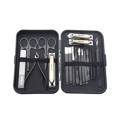 Men's nail care kit with dark green storage box - 8