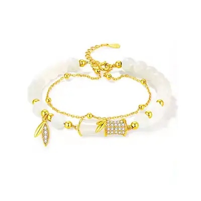 Bambus- und Hetian-Jade-Armband für Frauen
