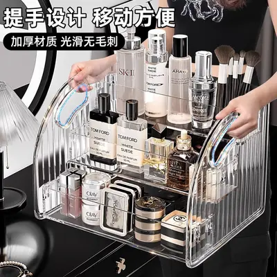 Clear acrylic cosmetics organizer tiered shelf desktop - 3