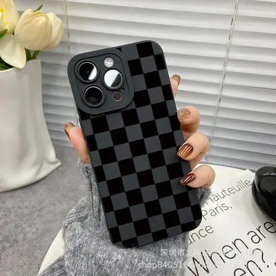 Black Plaid Phone Case for iPhone 15 and iPhone 12 Pro Max