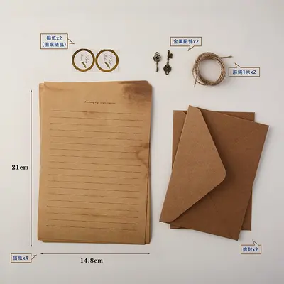 Vintage Sheepskin Letter Paper and Envelope Set, A5, with Wax Seal Stamp - 7