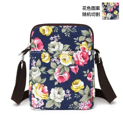 Floral Canvas Crossbody Bag with Multiple Pockets, Middle-Aged Style - 10