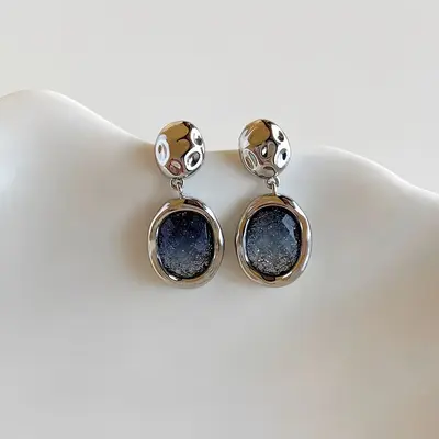 S999 sterling silver blue starry sky earrings - 7