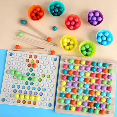 2-in-1 Perlen-Greifspiel, Lernspielzeug zur Konzentrationsförderung für Kinder