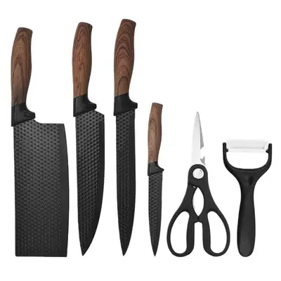 Paslanmaz çelik 6 parçalı mutfak bıçak seti ergonomik saplarla - 5