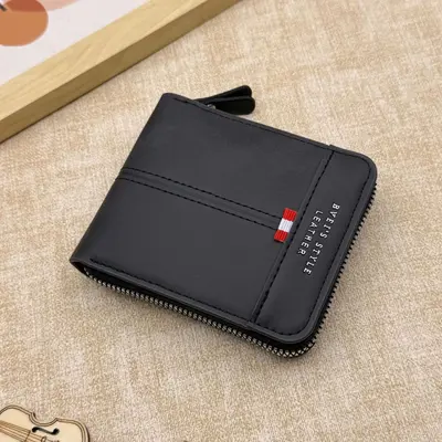 Men's Wallet, Large Capacity Matte Retro Horizontal Zipper Coin Purse - 7