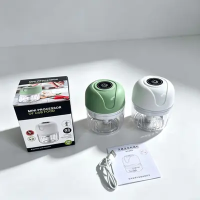 Mini elektrikli mutfak makinesi, USB şarjlı, yeşil/beyaz