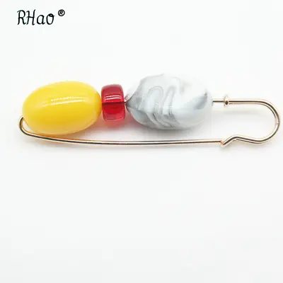Large Imitation Stone and Pearl Brooch Pin, Silk Scarf Clip - 12
