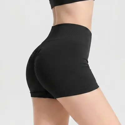 Yüksek Bel Şeftali Kalça Yoga Şortu Kadın Yaz Hızlı Kuruyan 3/4 Boy - 6