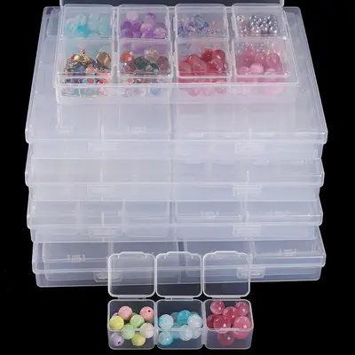Transparent Portable Rectangular Plastic Storage Box Set for DIY Jewelry and Nail Art