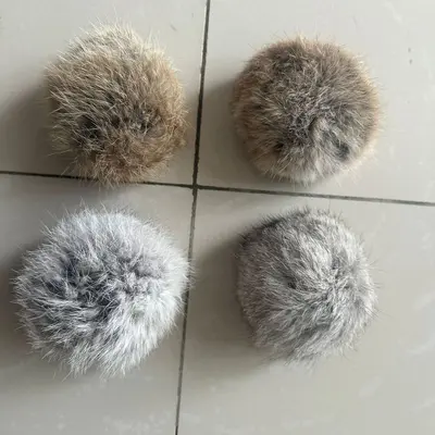 Rabbit Fur Ball Cat Toy, Real Fur, Chew-Resistant - 2