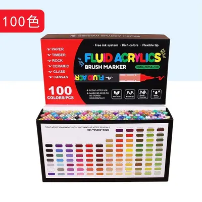 Liquid Acrylic Marker Set, Soft Tip, Press-Free, for Students and DIY Art - 12