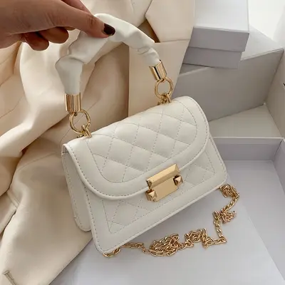 Women's Chain Crossbody Bag, Small Square Design, Korean Style - 7