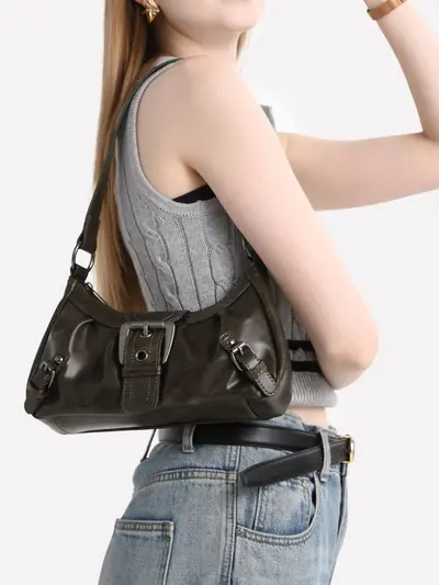 2026 Spring/Summer Women's PU Leather Underarm Bag, Single-Shoulder Handbag - 2