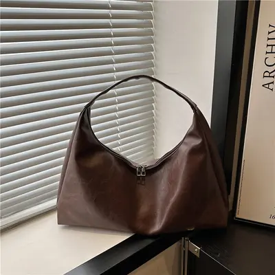 Women's Single Shoulder Underarm Bag, Large Capacity Tote, Casual Minimalist Design - 4