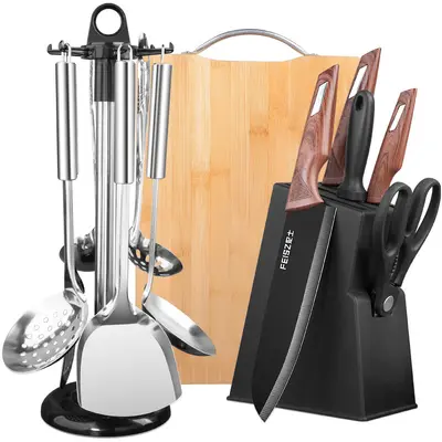 Kitchen knife set with cutting board