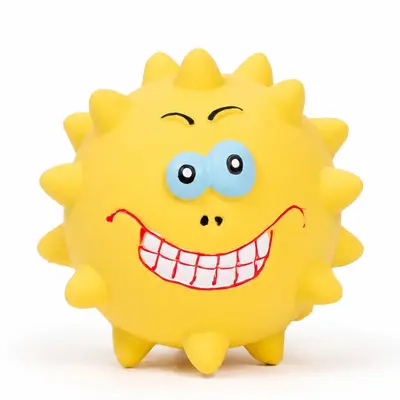Latex Squeaky Face Spiky Ball, Dog Chew Toy for Teeth Cleaning - 6