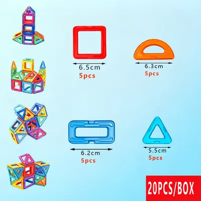 Strong Magnetic Tiles Set, Pure Magnets, Educational Kindergarten Toy - 7