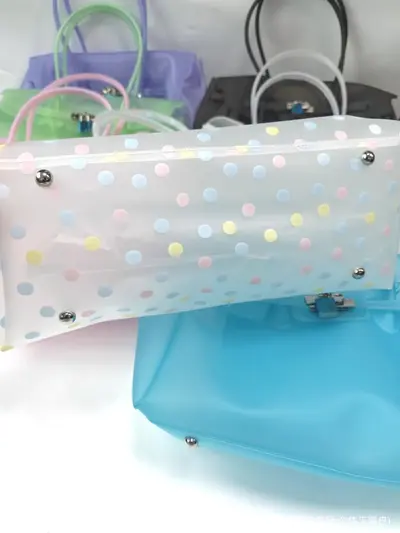 JellyFirkin TPU Şeffaf Puantiyeli Jöle Tote Çanta, Tek Omuz