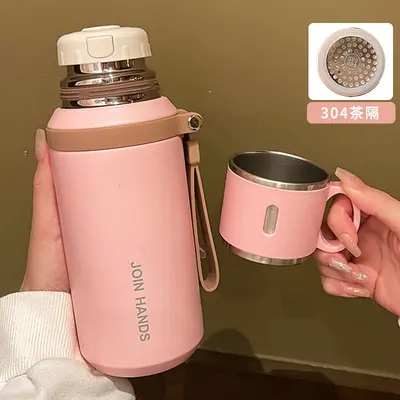 316 Paslanmaz Çelik Termos Bardak, 500 ml, Çay Süzgeçli Okul Bardağı - 9
