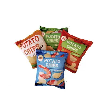 Patates cipsi serisi peluş köpek oyuncağı, çıngıraklı kağıt sesli, ısırmaya dayanıklı - 6