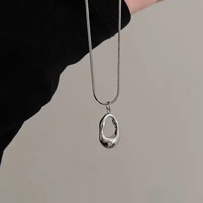 Stainless steel geometric necklace, minimalist design, pendant