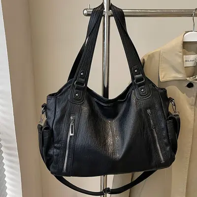 PU Leather Double-Compartment Large Women's Tote Bag - 7