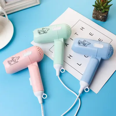 Cartoon Folding Mini Hair Dryer, Two Speed Settings, Portable