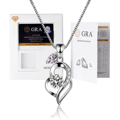 Moissanit-Anhänger-Halskette S925 Sterlingsilber rhodiniert - 9