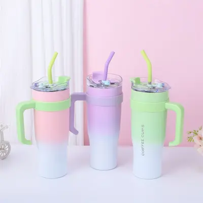 Fabrika çıkışlı yeni 304 paslanmaz çelik yalıtımlı kupa jumbo büyük kapasiteli 40oz 2. nesil 3. nesil araba kupası pipetli kupa